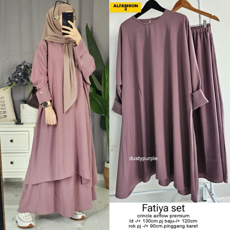 Jual FATIYA SET LONG TUNIK DAN ROK POLOS FULL CRINKLE 2402 | Shopee ...