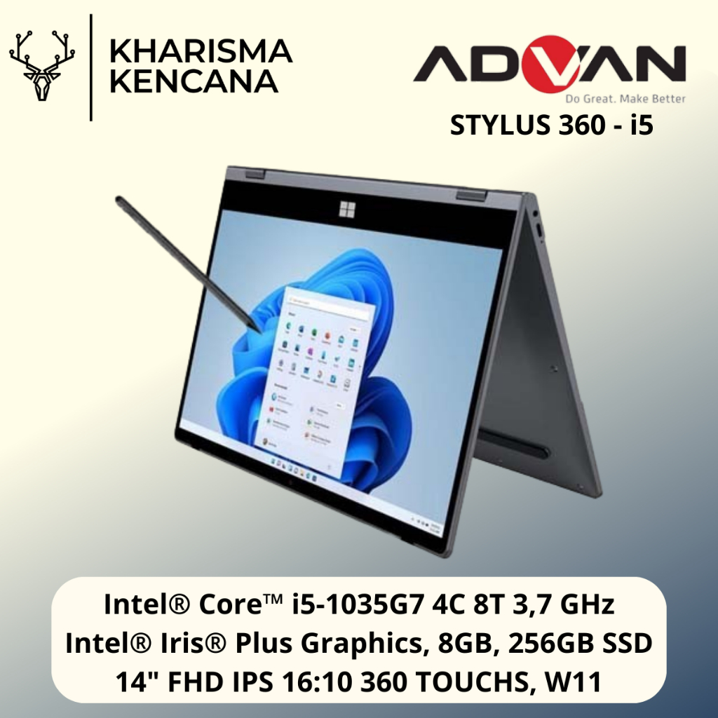 Jual Advan 360 Stylus Core i5-1035G7 8GB 256GB SSD 14″ FHD IPS Touch ...