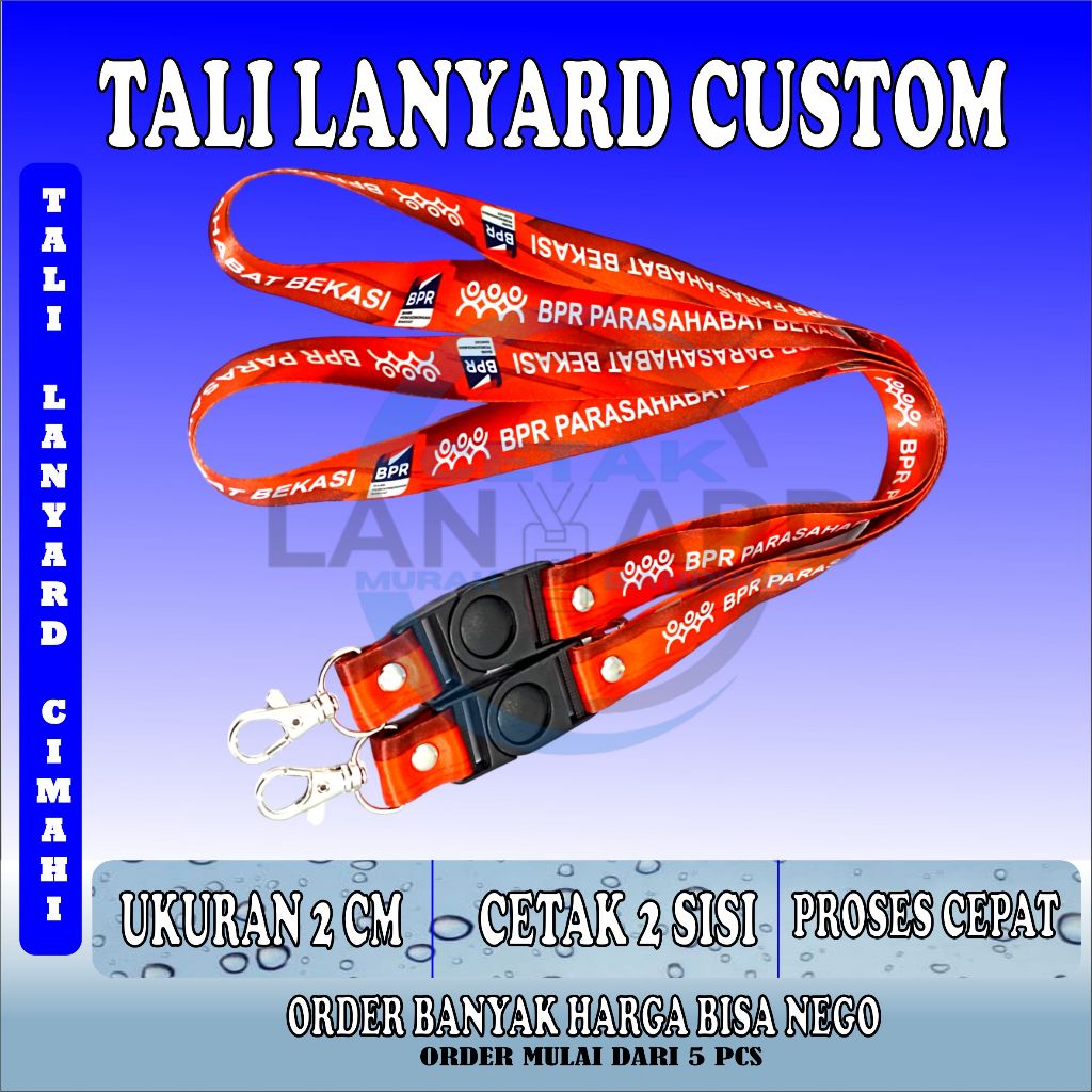 Jual TALI ID CARD 2 CM /KALUNG ID CARD/LANYARD CUSTOM | Shopee Indonesia