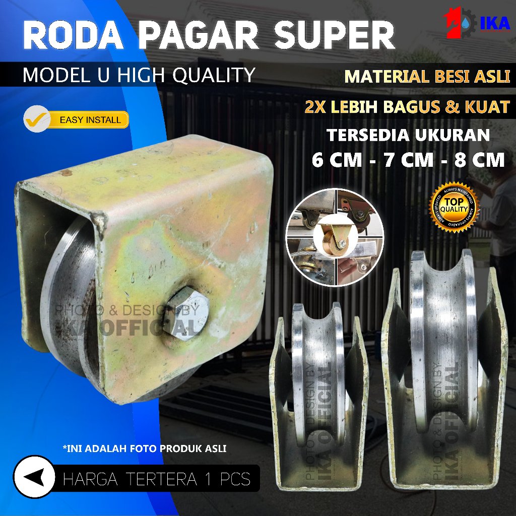 Jual Roda pagar besi Sleding Bulat Super 6 7 8cm roda pintu gerbang ...