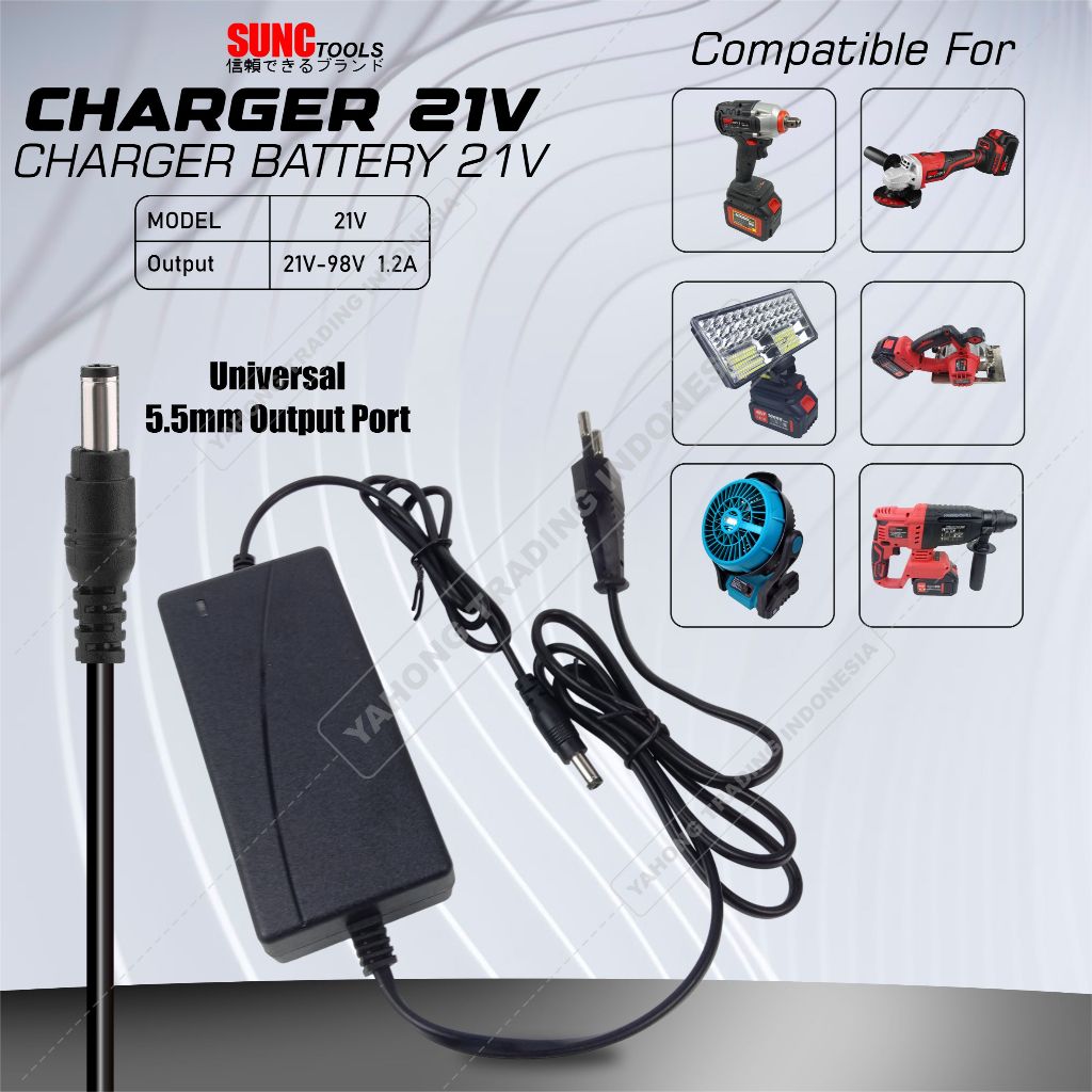 Jual Adapter / Charger 21V Adaptor Mesin Bor Impact Gerinda | Shopee ...
