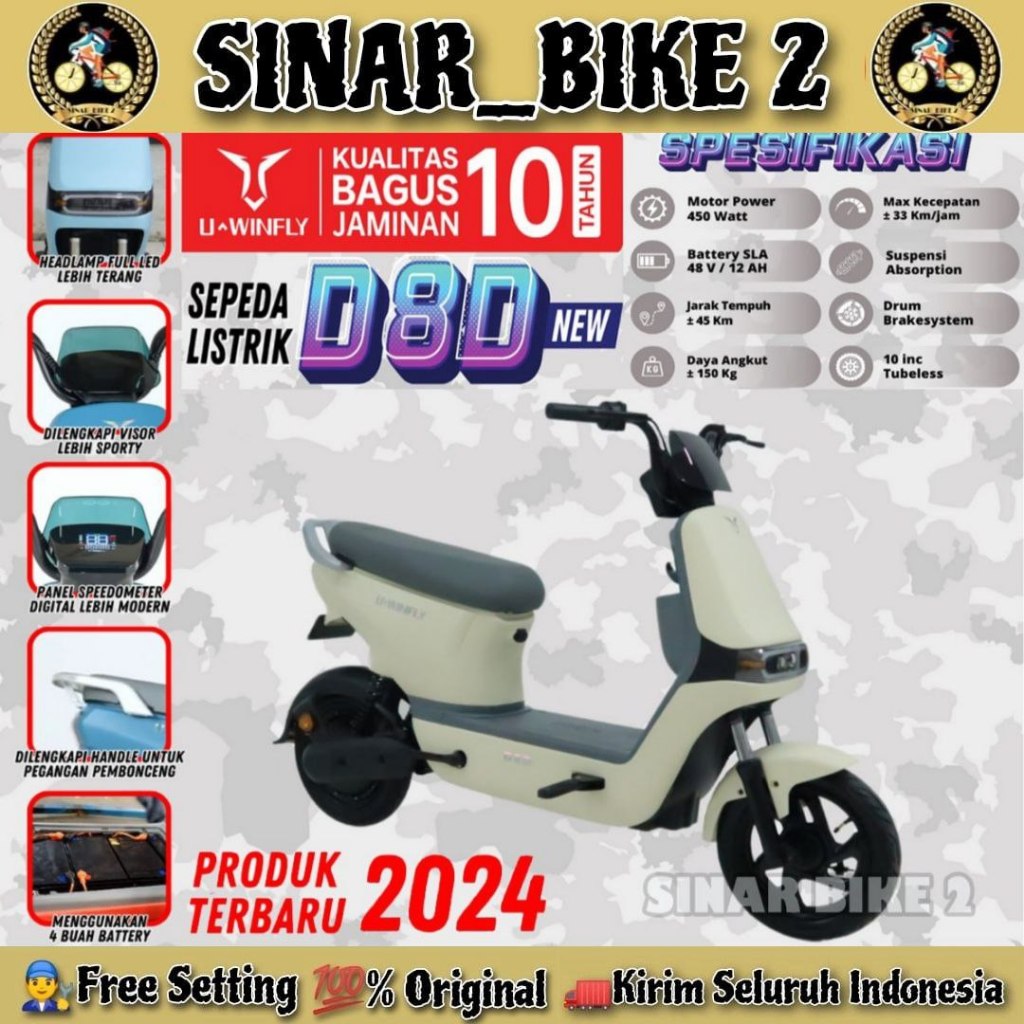 Jual Sepeda Listrik UWINFLY D8D 450 Watt Terbaru | Shopee Indonesia