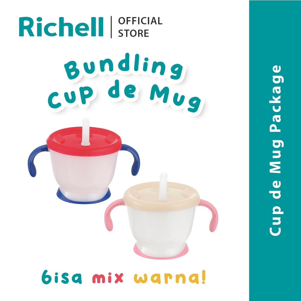 Flash Sale Combo Richell Cup de straw 2x training cup gelas minum  anak straw training cup