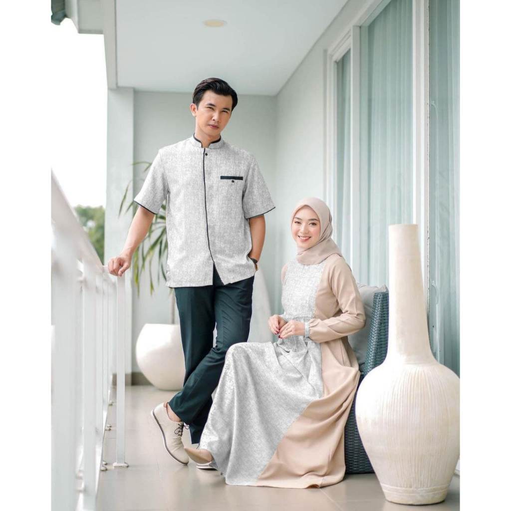 Jual Koko Lengan Pendek Gamis Keluarga Terbaru Baju Lebaran Couple ...