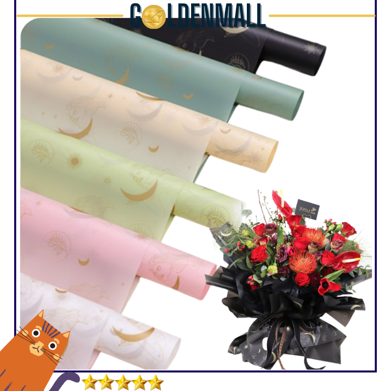 Jual 20 LEMBAR Kertas Buket Motif Bulan Moon Flower Wrapping Cellophane ...