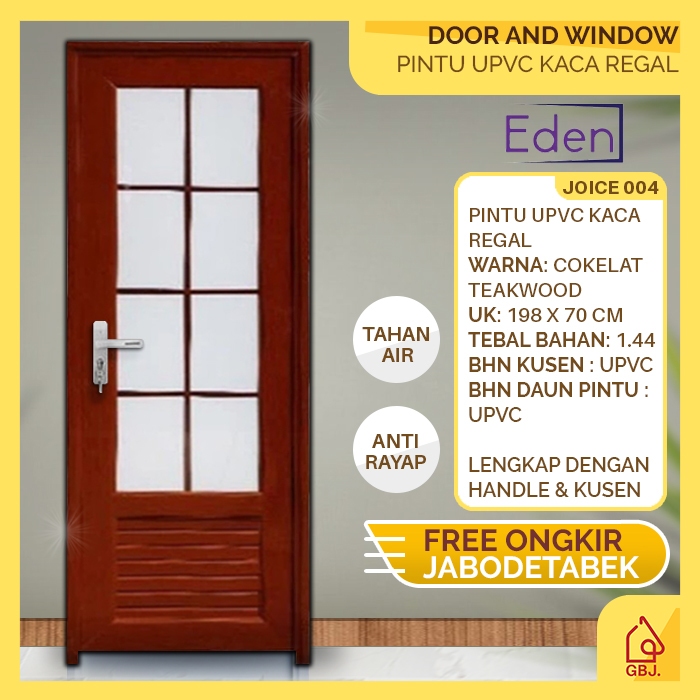 Jual PINTU UPVC COKELAT EDEN JOICE 198 X 70 + KUSEN + HANDLE / PINTU
