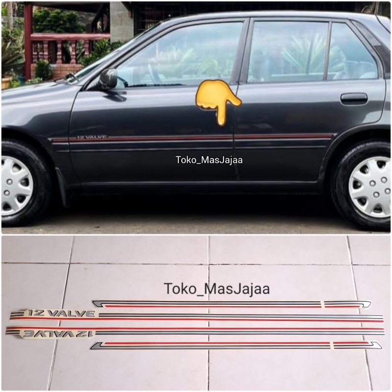 Jual Sticker stiker toyota starlet 12 valve / stiker list body merah ...