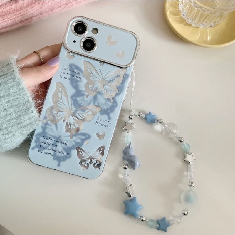 Jual Blue Butterfly Header Cam Case + Strap iPhone 11 12 13 14 15 Pro ...