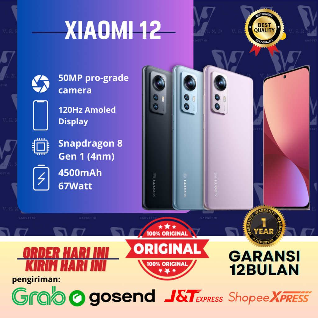 Jual XIAOMI 12 5G ( 8GB+5GB/256GB ) 100% ORIGINAL GARANSI RESMI XIAOMI ...