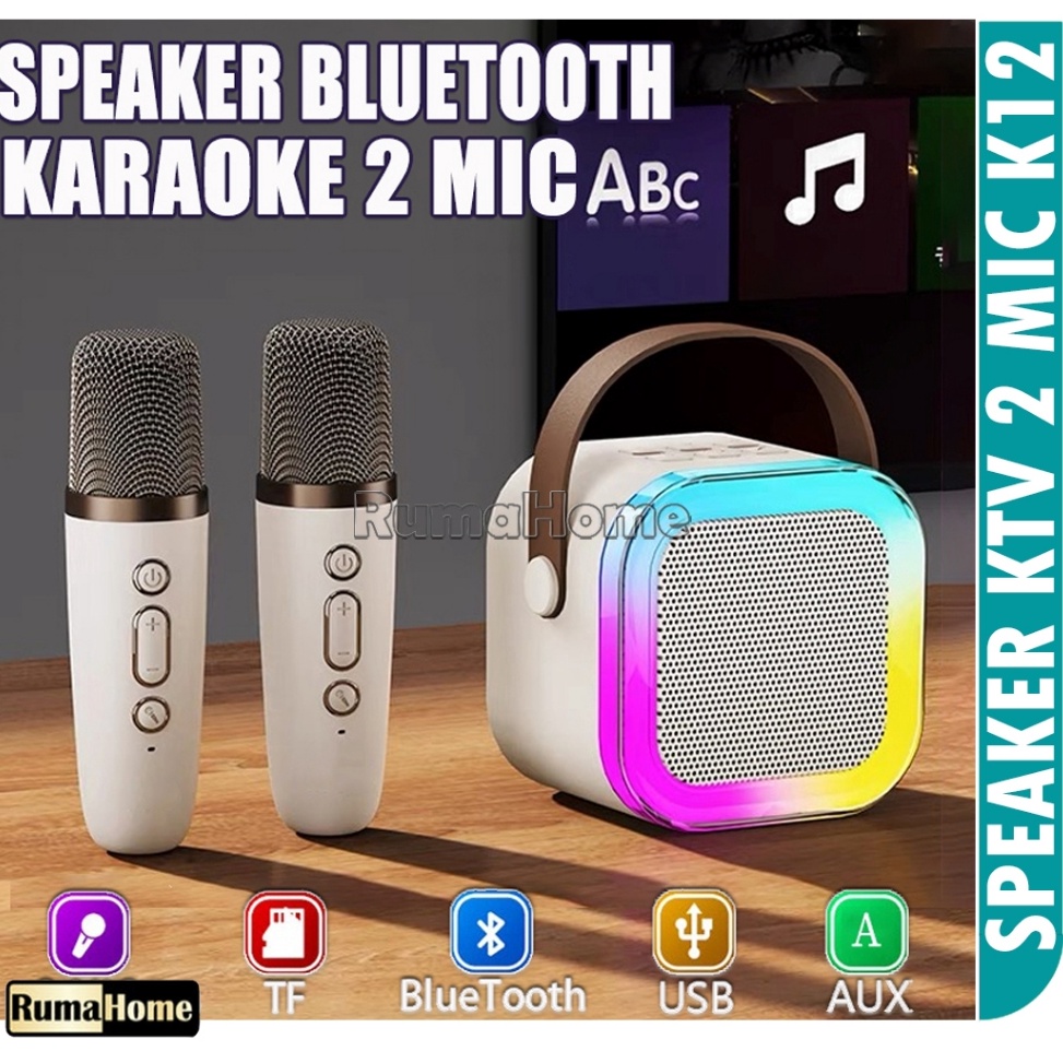 Jual Produk Karaoke Speaker Bluetooth 2 mic 1 set garansi 1 tahun Mini ...