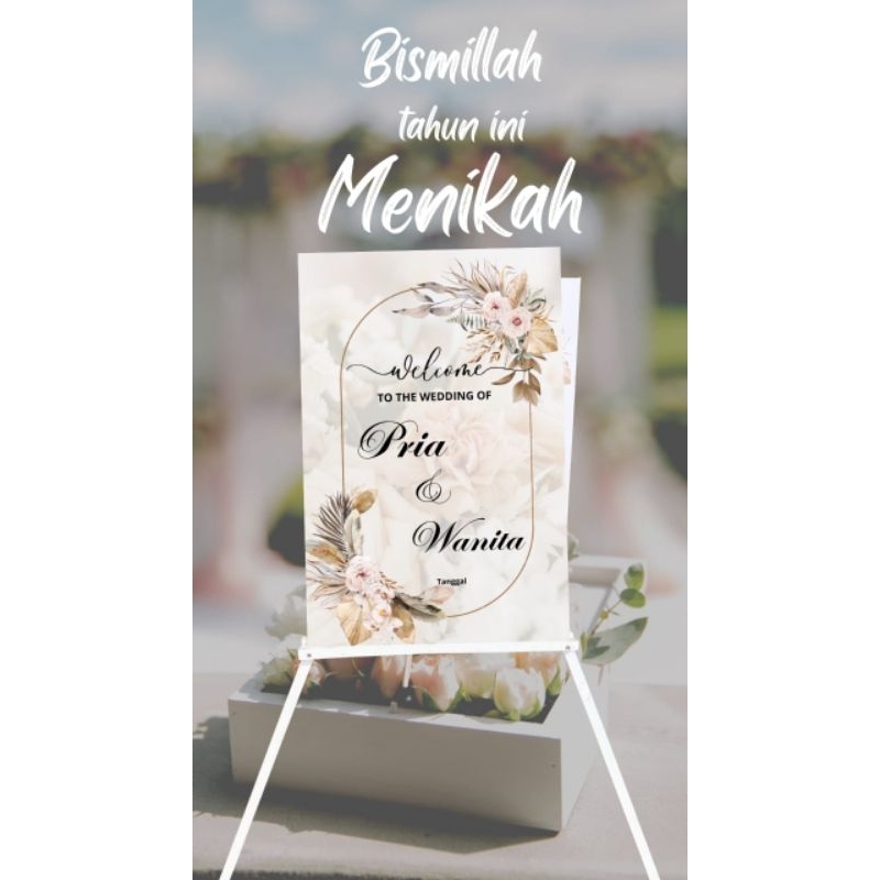 Jual Cetak Foto Welcome Sign Papan Kayu Nikah Lamaran Aqiqah Khitan