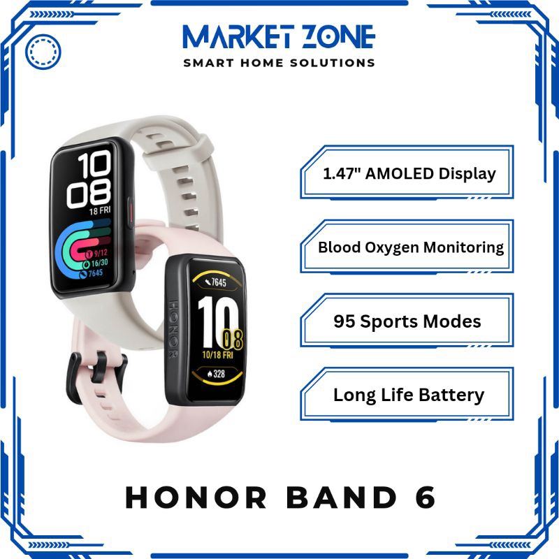 Jual Honor Band 6 Smartband 1.47 AMOLED Display SpO2 95 Sport Mode GPS ...