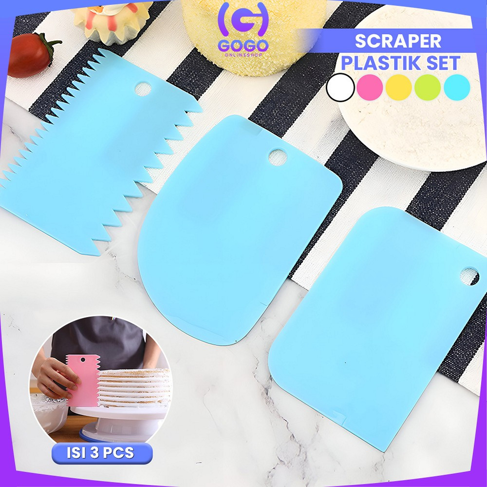 Jual GOGO-C1042 Pemotong Adonan Kue Roti ISI 3PCS Scraper Kue Perapih ...