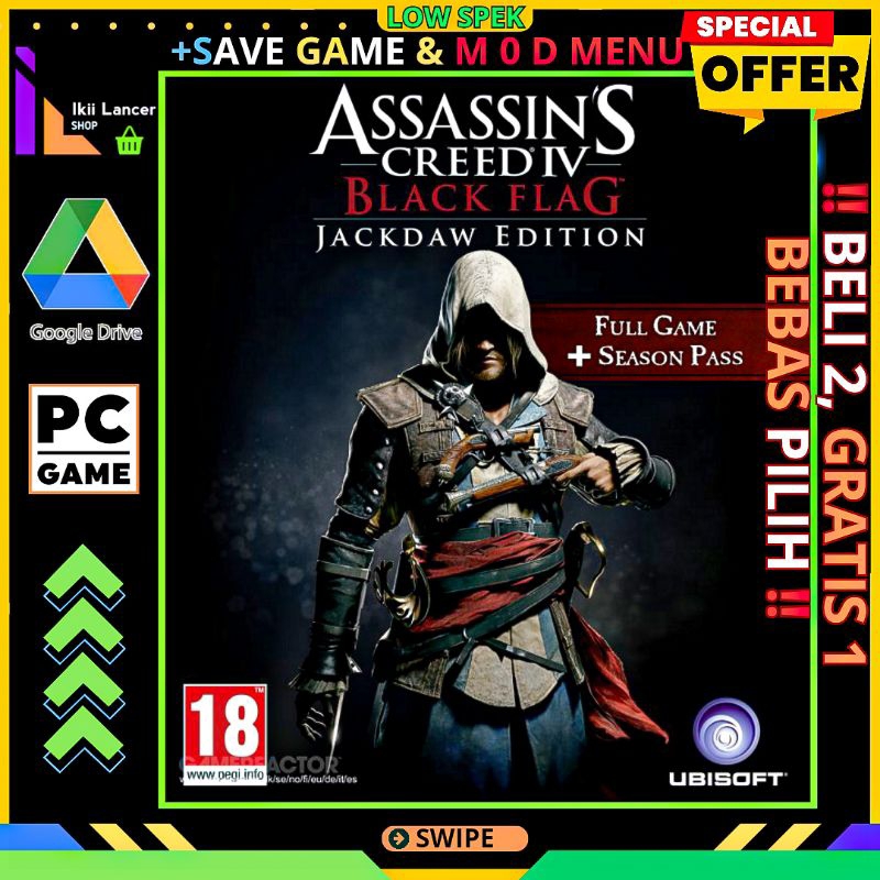 Jual Assassins Creed 4 Black Flag Jackdaw Edition Pc Laptop Games