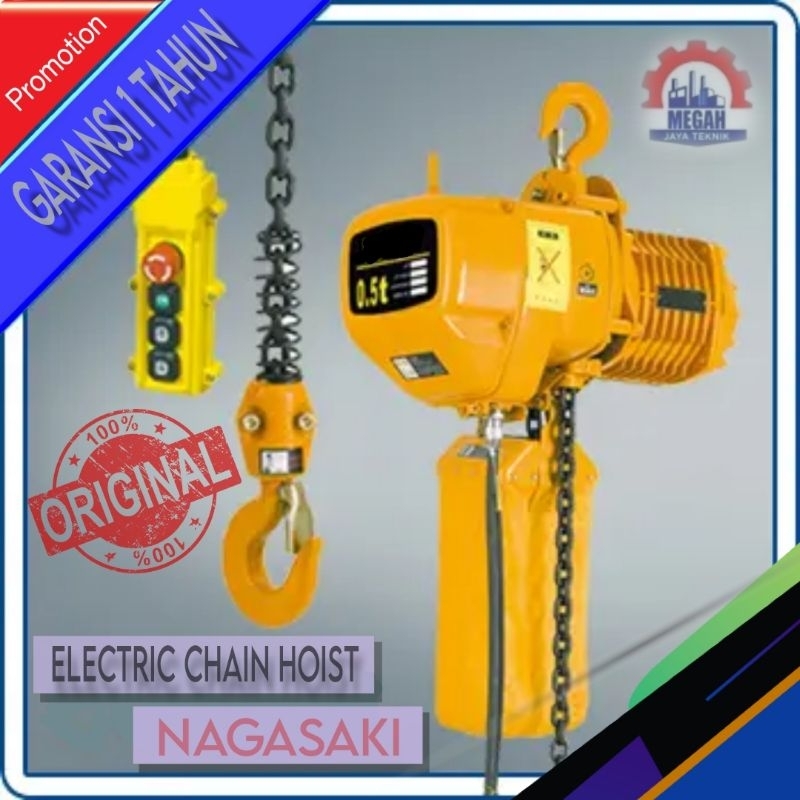 Jual CHAIN HOIST ELECTRIC 0,5 TON RANTAI 6 METER 380V NAGASAKI JAPAN ...