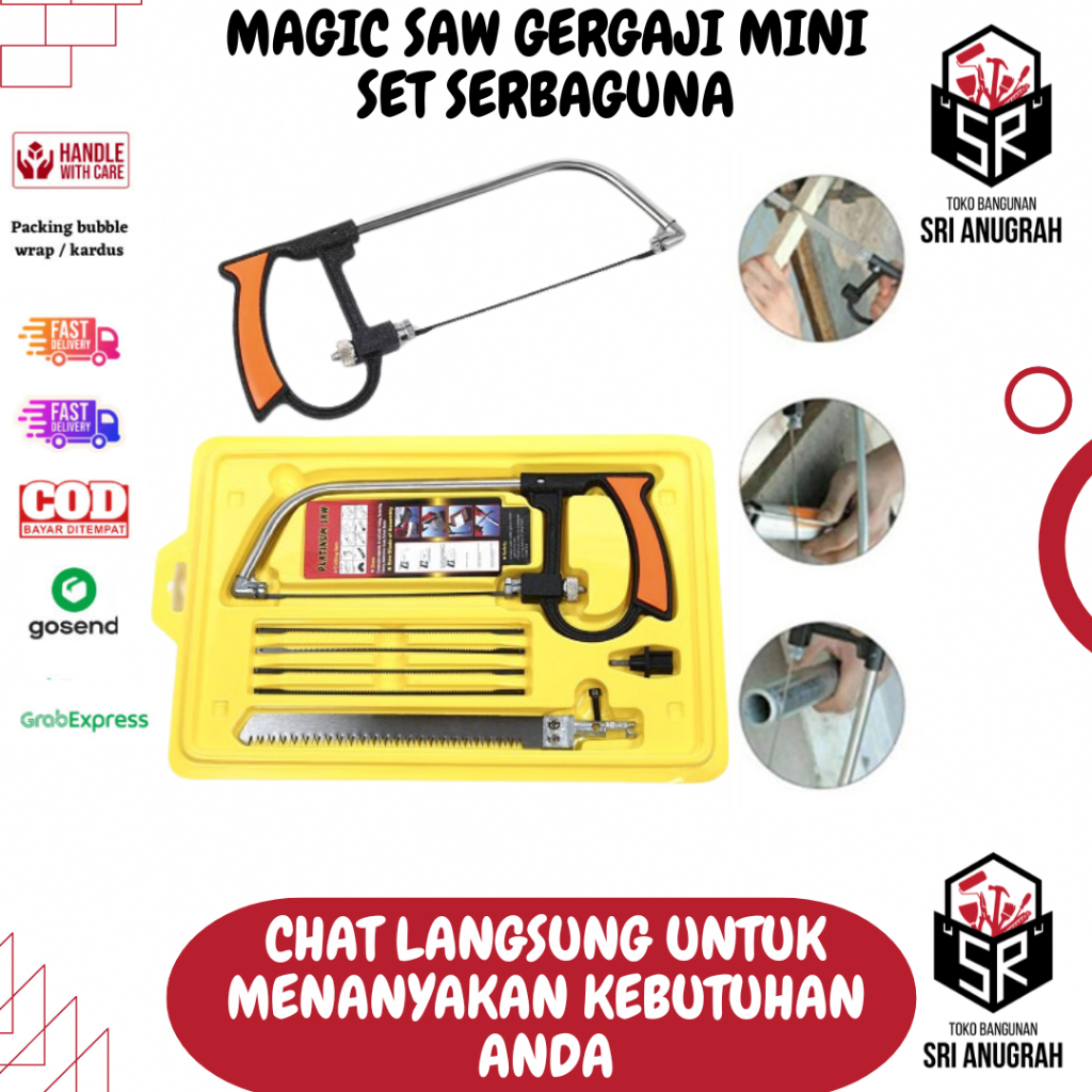 Jual Gergaji Set Serbaguna Gergaji Besi Kaca Kayu Magic Saw Mini Gergaji Tangan Multifungsi