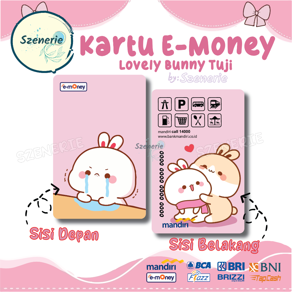 Jual Emoney Lovely Tuji Bunny Bear Dino Flazz gen 2 Kartu E-money ...