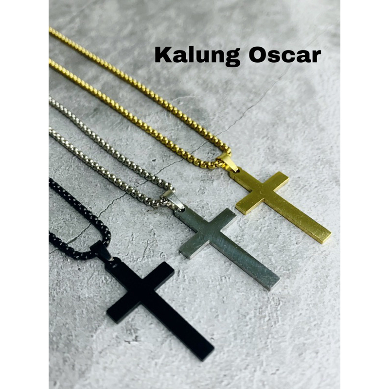 Jual Kalung Titanium Salib Oscar Original Wanita Pria Anti Karat Import ...