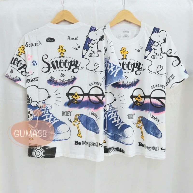 Jual Baju Kaos SNOOPY SNEAKER Putih Atasan Baju Kaos Wanita Oversize ...