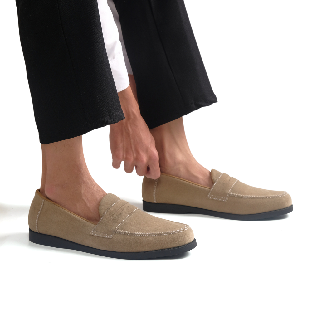 Jual Sepatu Loafers Suede Pria Casual Guzze Amber Cream Shopee