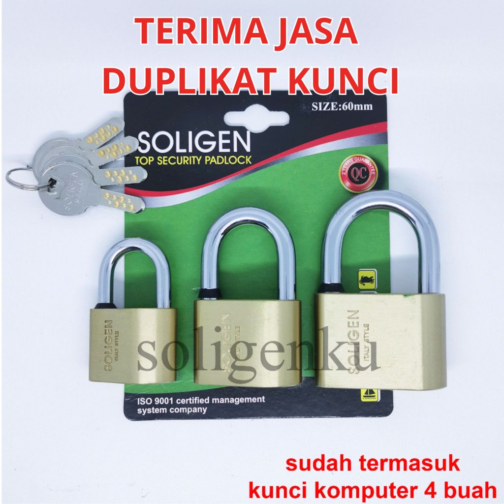 Jual Gembok Soligen Per Pendek Kuningan Computer Key 40 50 60 Mm Gembok