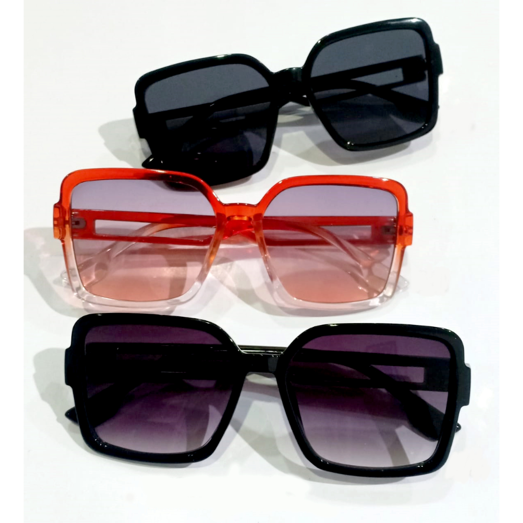 Jual Kacamata Hitam Frame Kotak women unisex big frame square PC Korean ...
