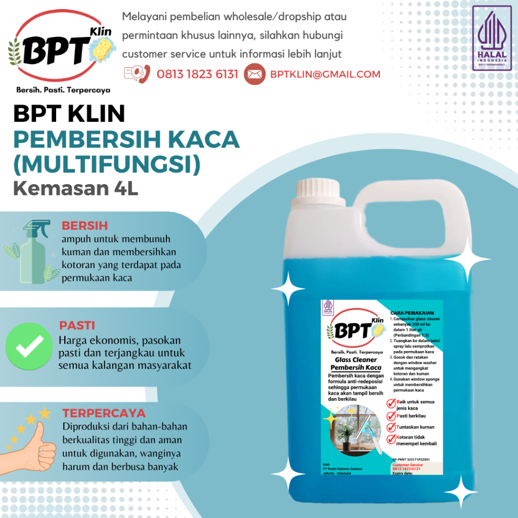 Jual BPTKlin Sabun Pembersih Kaca/Pembersih Kaca/Cairan Kaca/Obat Kaca ...