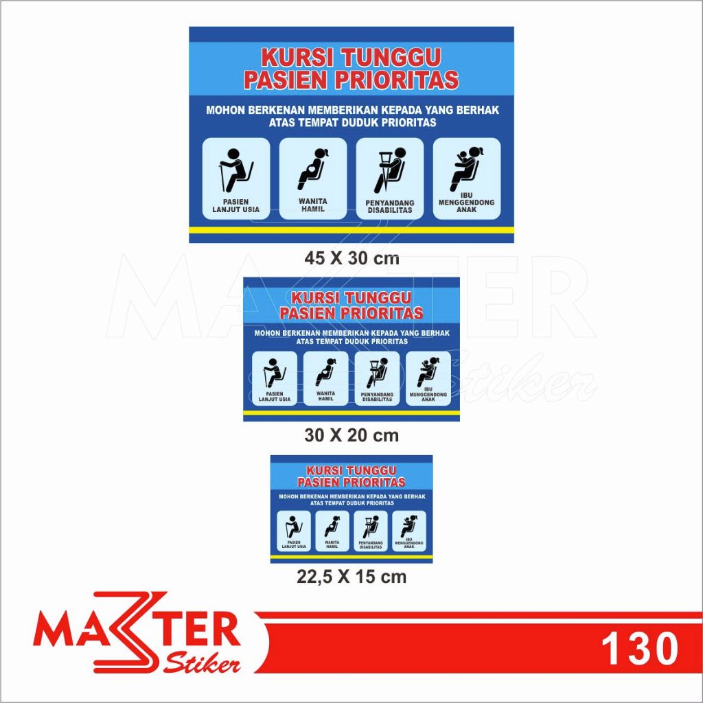 Jual 130 - Stiker Kursi Tunggu Pasien Prioritas, Sticker Vinyl, Premium ...