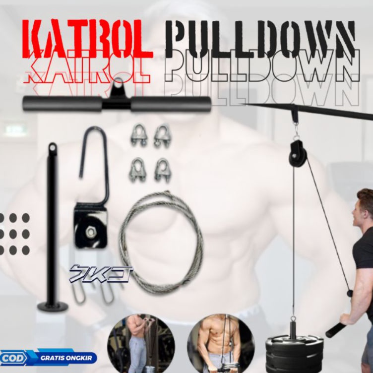 HYVAWO Pull Down Rope Single Grip Tricep Bicep Oefeningsbevestiging voor kabelmachines Gym Katrol Workout (Zwart 1 Pack