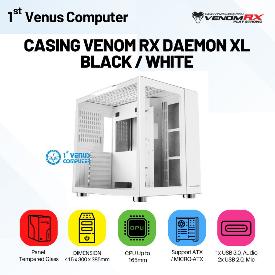 Jual CASING PC VENOMRX DAEMON XL WHITE / CASE PC GAMING DAEMON WHITE ...