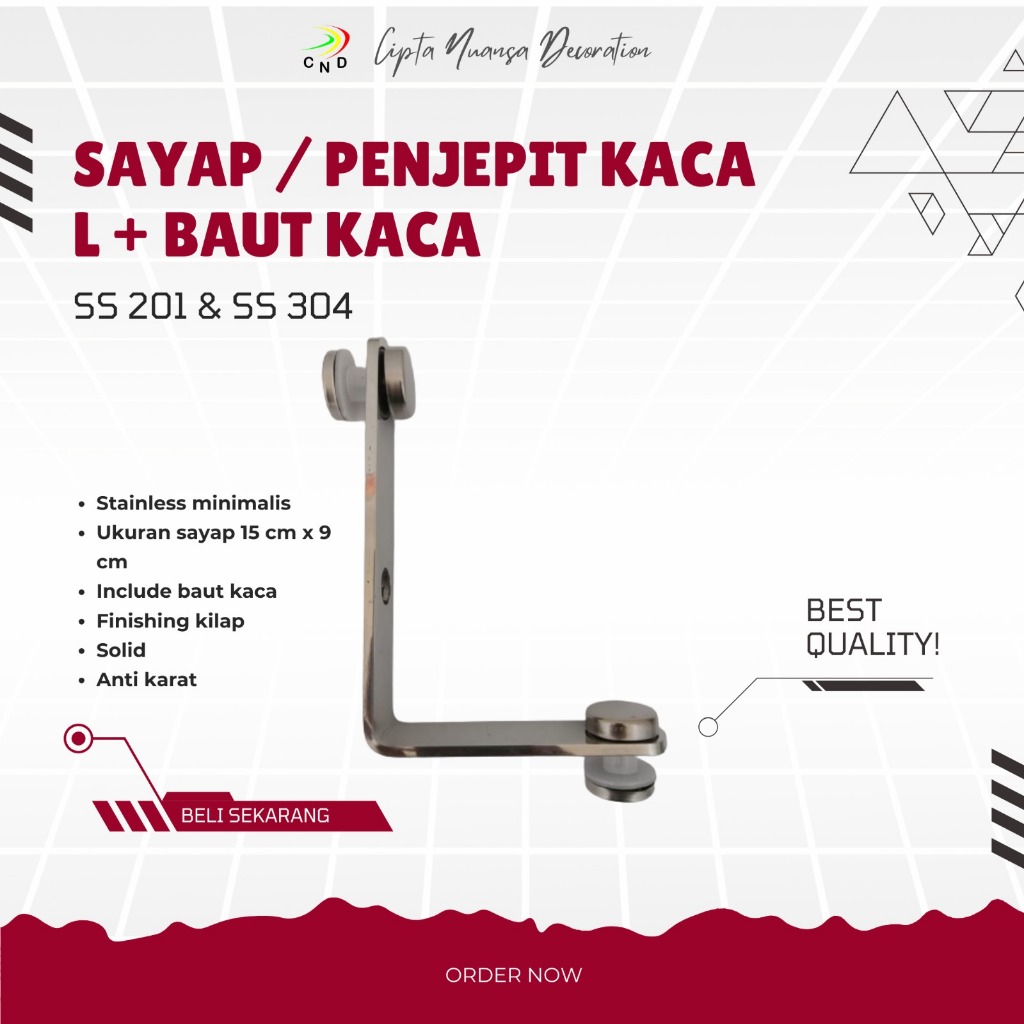Jual Ss 304 kupingan plat sudut / Sayap L / penjepit kaca L tiang ...