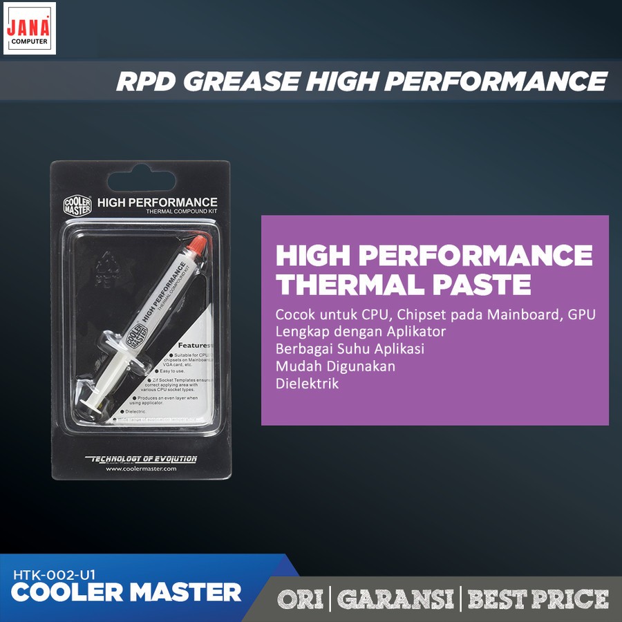 Jual COOLER MASTER RPD GREASE HTK002 HIGH PERFORMANCE THERMAL PASTE