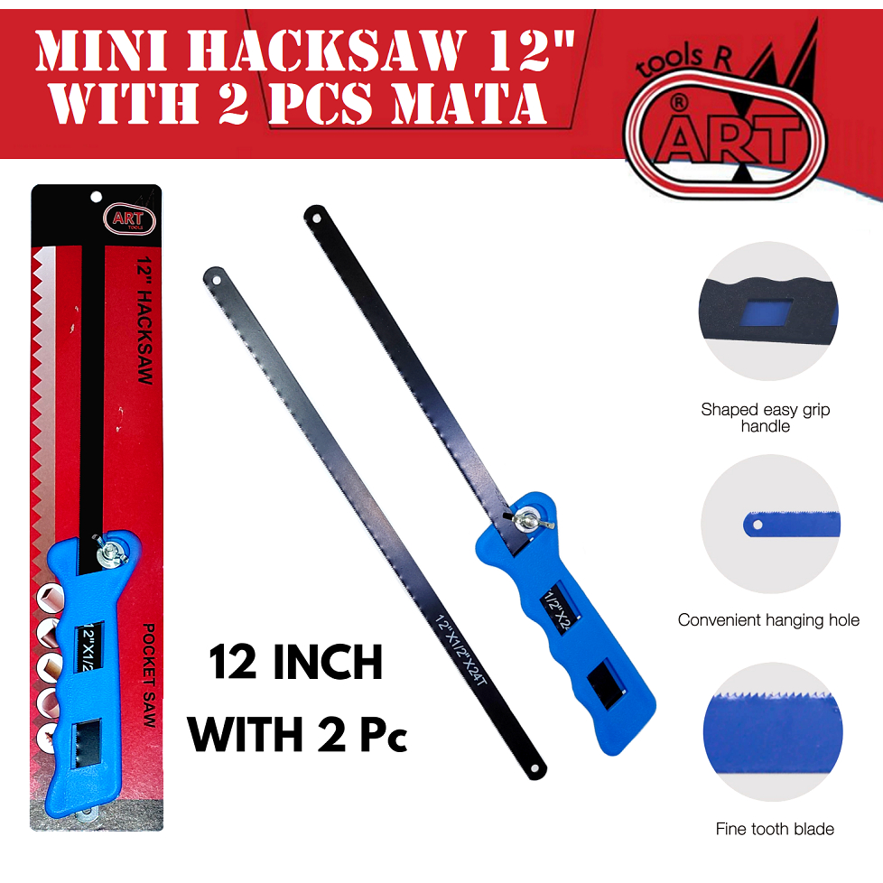 Jual ART Mini HackSaw 12" 12 Inch Gagang Gergaji Besi Plastik Mini PVC