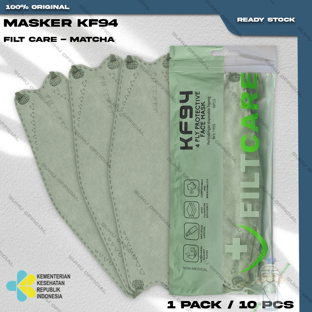 Jual Masker KF94 FILTCARE 4Ply Isi 10Pcs Matcha Green Tea KF 94 4 Ply