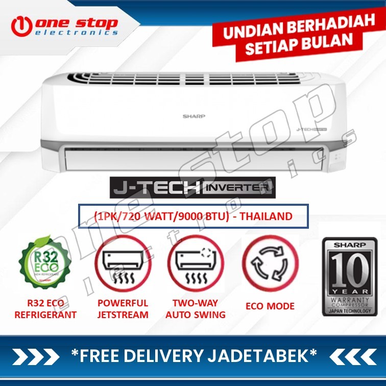 Jual SHARP AH-X10ZY AC Split J-Tech Inverter 1PK THAILAND | Shopee ...
