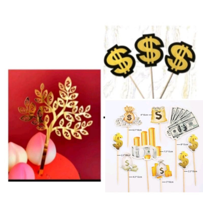 Jual Topper Dollar,Hiasan Kue Uang Dollar,Topper Uang Dollar | Shopee ...