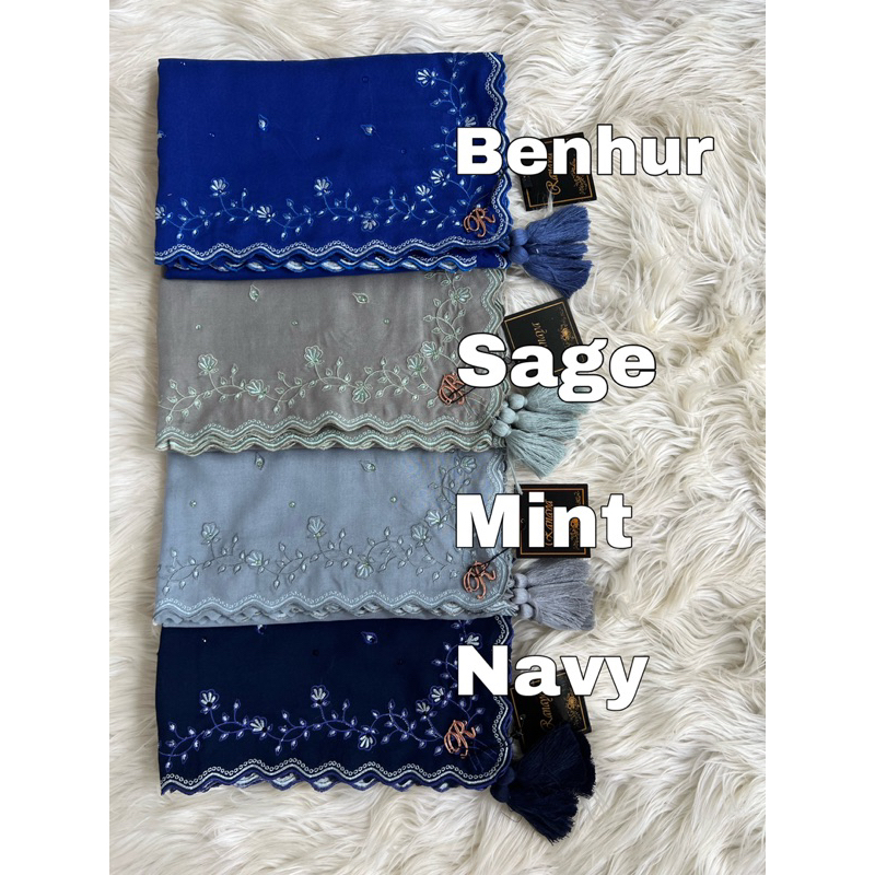 Kerudung Segi Empat Voal Super Bordir Bunga Jasmine By Ranaya Hijab
