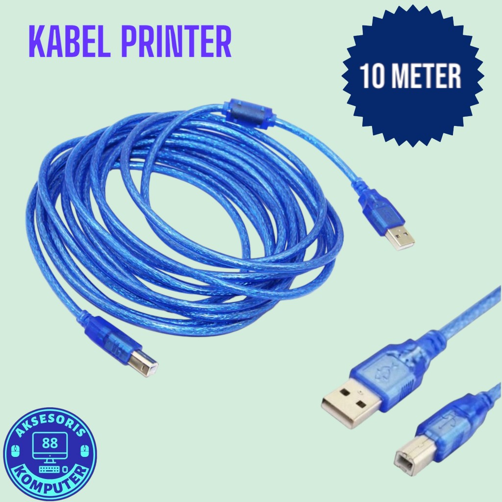Jual KABEL USB PRINTER 10 METER 10M BIRU TRANSPARANT / HITAM 2.0 type A ...
