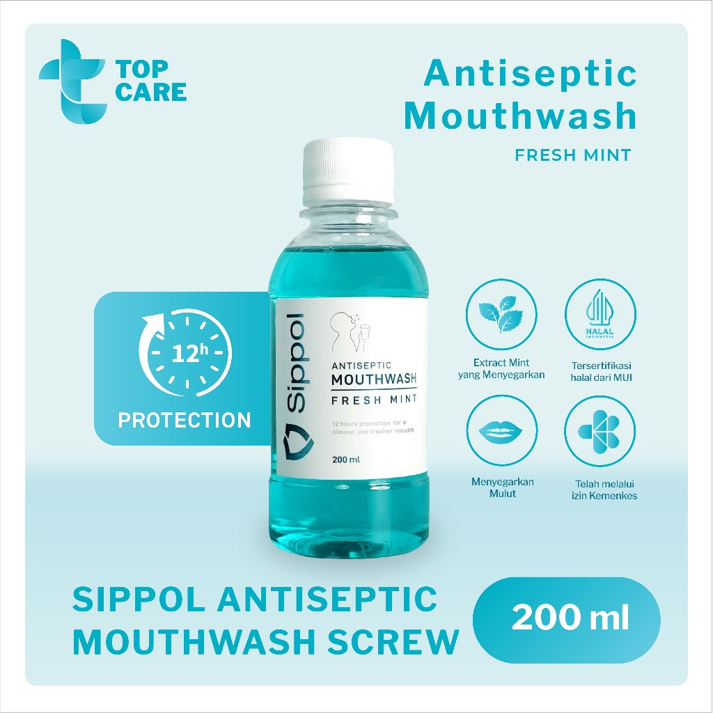 Jual Sippol Antiseptic Mouthwash Screw 200 ml [Mint] / Obat Kumur