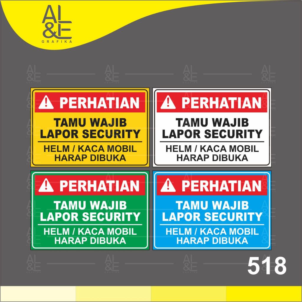 Jual 518 - Stiker Tamu Wajib Lapor Security, Sticker Vinyl, Cetak ...