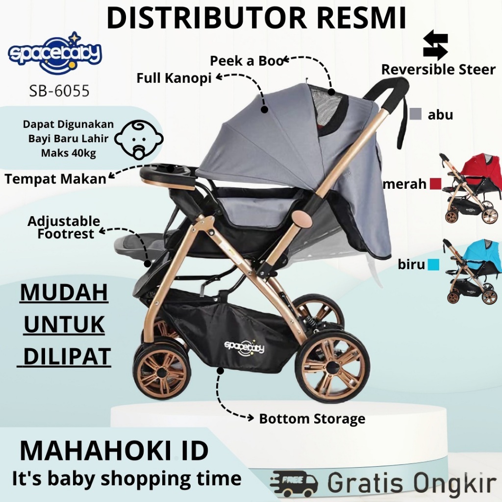 Jual Spacebaby Stroller Reversible Steer Sb 6055 Stroller Bayi Bisa