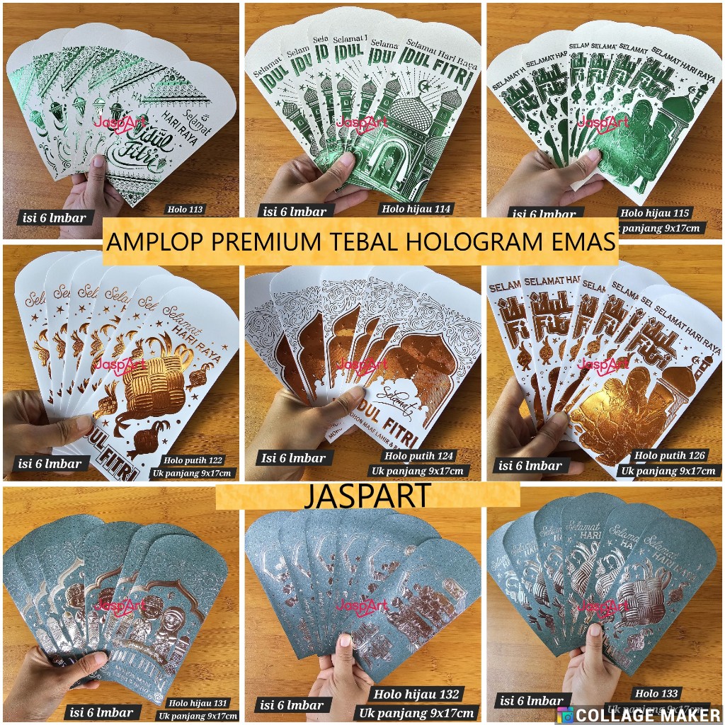 AMPLOP PANJANG BESAR / ANGPAO LEBARAN HARI RAYA IDUL FITRI PREMIUM EMBOSS EMAS MENGKILAP