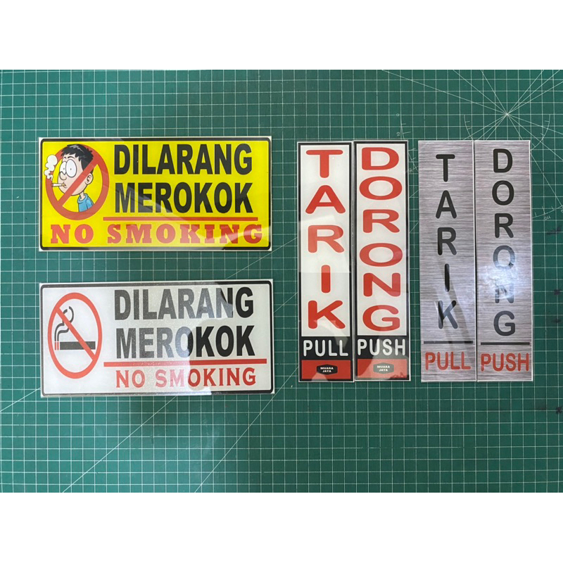 Jual Papan Sticker Tarik Dorong Sign Label Akrilik Acrylic Plat