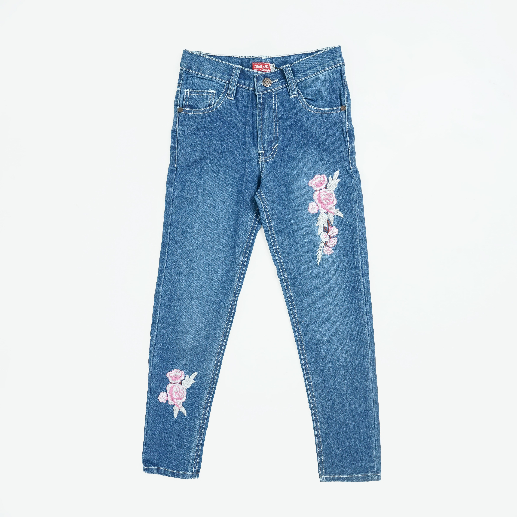 Little M Aop Bordir Flower Celana Denim Anak Perempuan main image 0