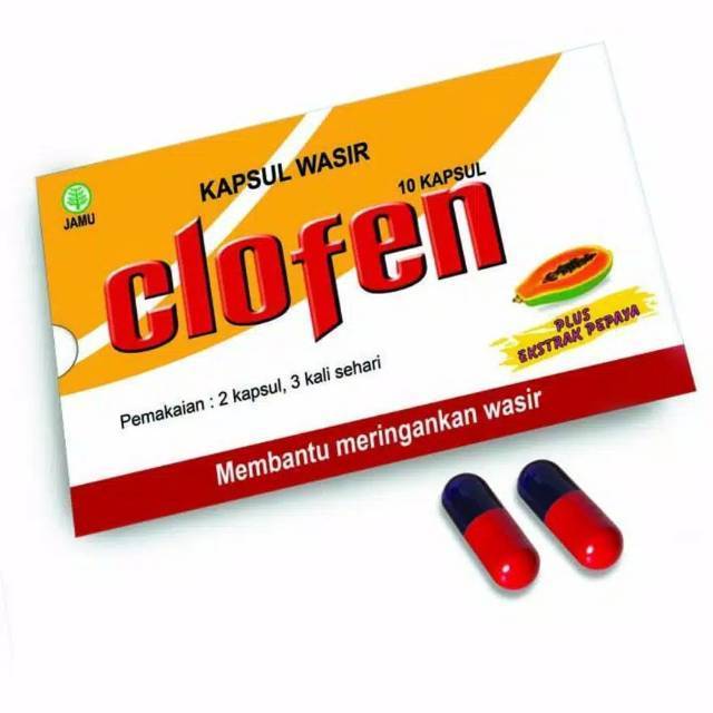 CLOFEN obat herbal strip isi 10 kapsul / mengatasi wasir ambeien dan melancarkan BAB / ekstrak pepaya