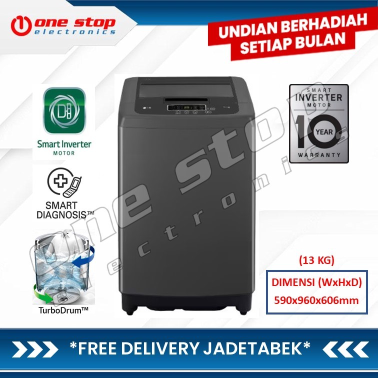 Jual LG T2313VSPB Mesin cuci Top Loading Smart Inverter Turbo Drum 13Kg