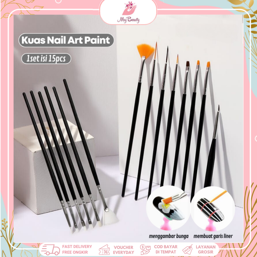 Jual MSY Kuas Kuku Nail Art Tools 15 Pcs UV Gel Polish Drawing Paint ...