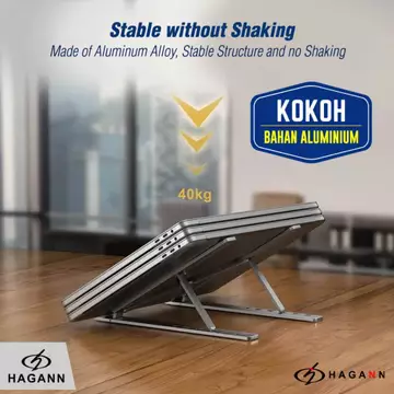 HAGANN LAC 005 Stand Laptop Aluminium Holder Tatakan Dudukan Tablet Standing Tab Alumunium –