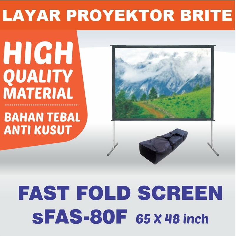 Jual Brite Fast Fold Portable Screen Projector 80 Inch Layar Proyektor ...