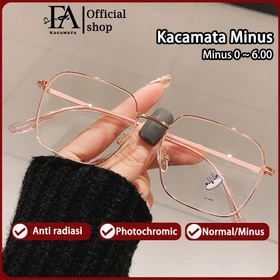 FOMAMATA Kacamata Minus Photocromic Wanita Anti Radiasi Blueray 2 In 1 Bluechromic Frame Square